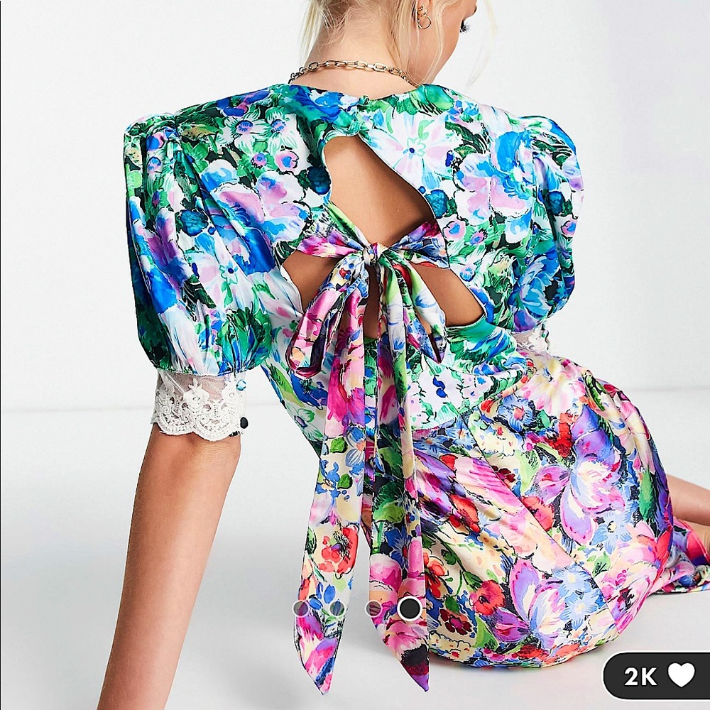 ASOS Floral Midi Dress with Bow Detail